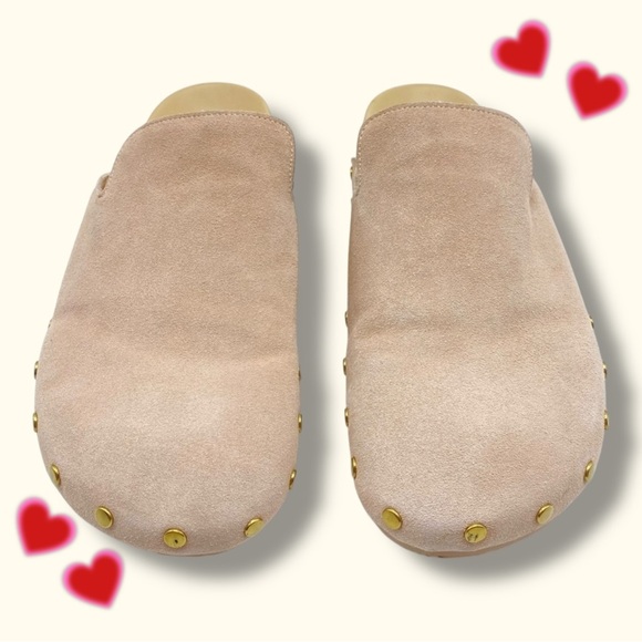 J. Crew ‘Pacific Calf Suede Studded Marlow Clogs’ in Soft Pink / Beige Size 10.5 - Picture 4 of 16